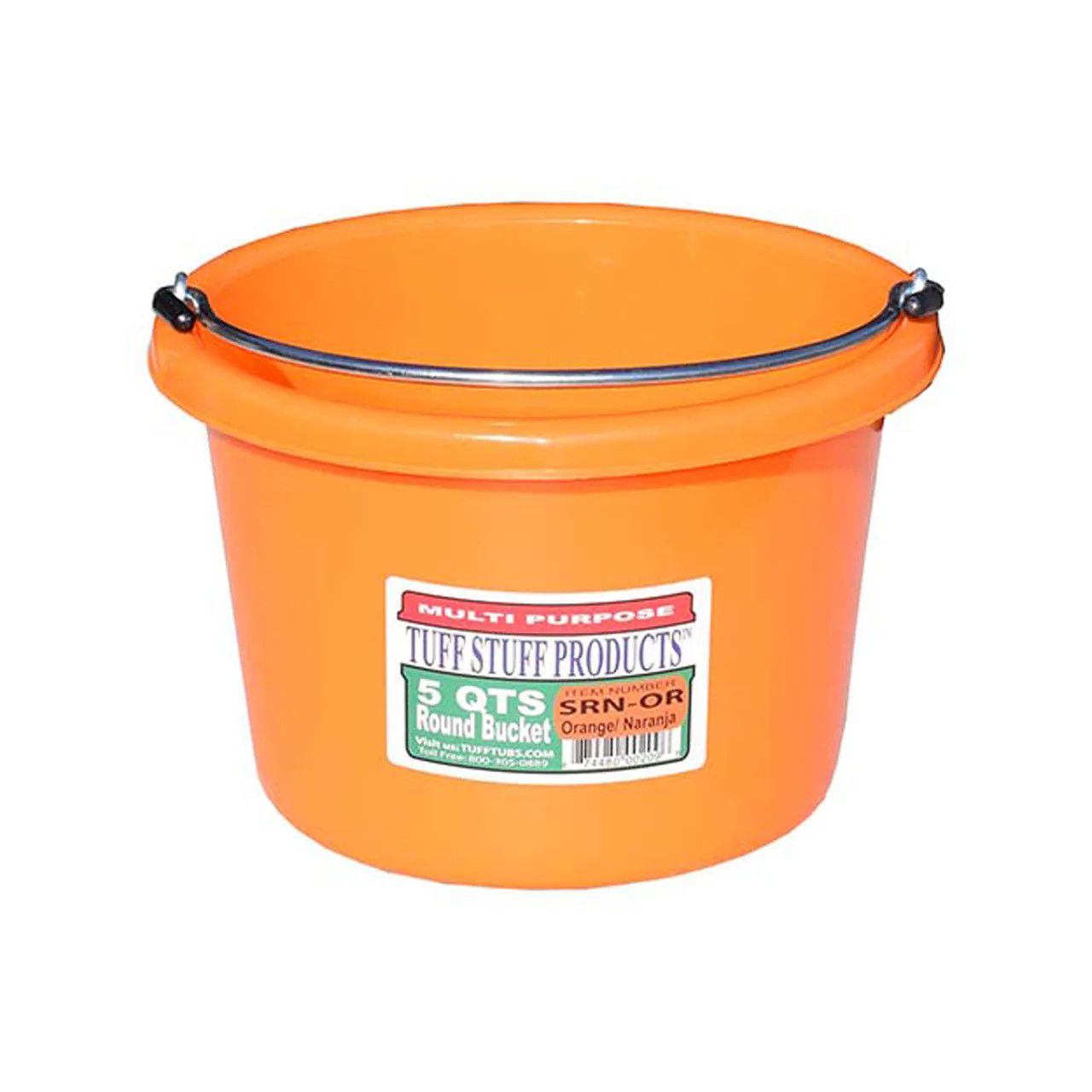 Tuff Stuff Round Plastic Bucket 5 QT Orange