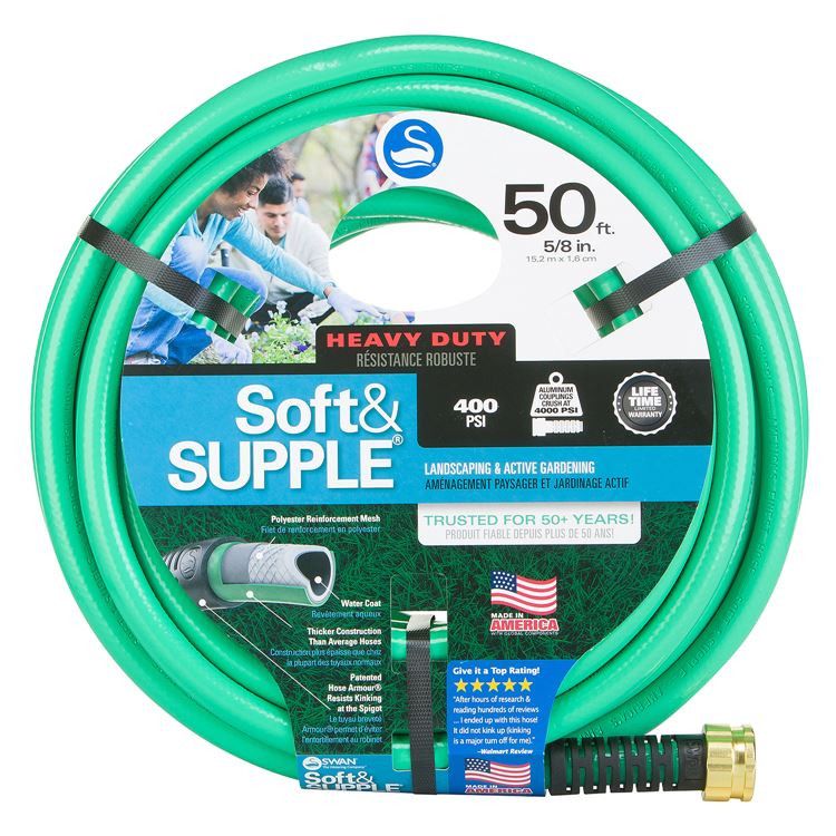 Hose 5/8" X 50' Soft &amp; Supple Green Swan