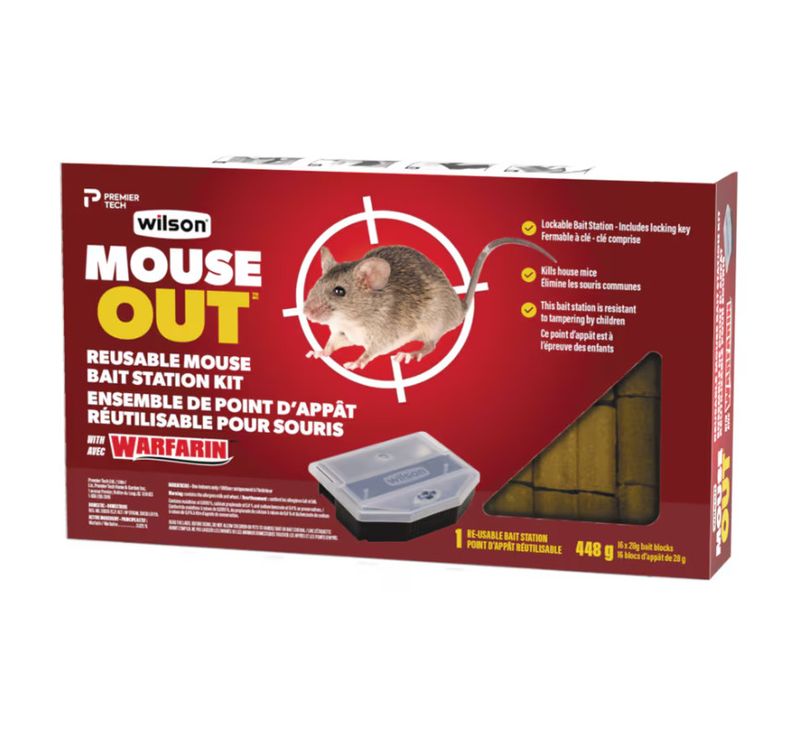 Wilson Mouse Out Reusable Mouse Bait Station Kit w/Warfarin 16 X 28GM
