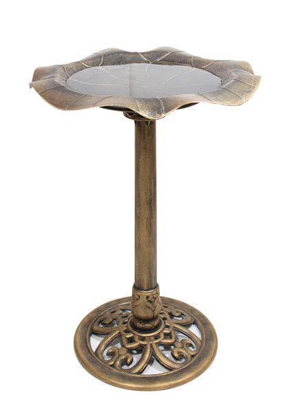 27.5" Bird Bath Poly Antique Gold