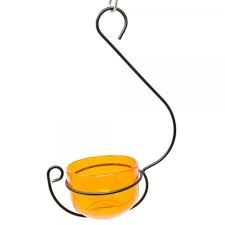 Orange Glass Hanging Bird Treat Feeder