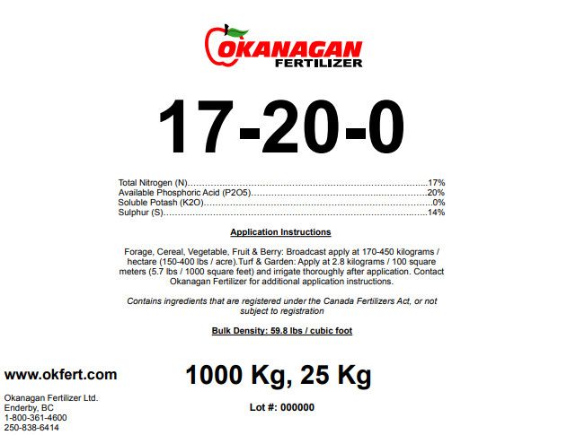 Okanagan Fertilizer 17-20-0-14 25KG
