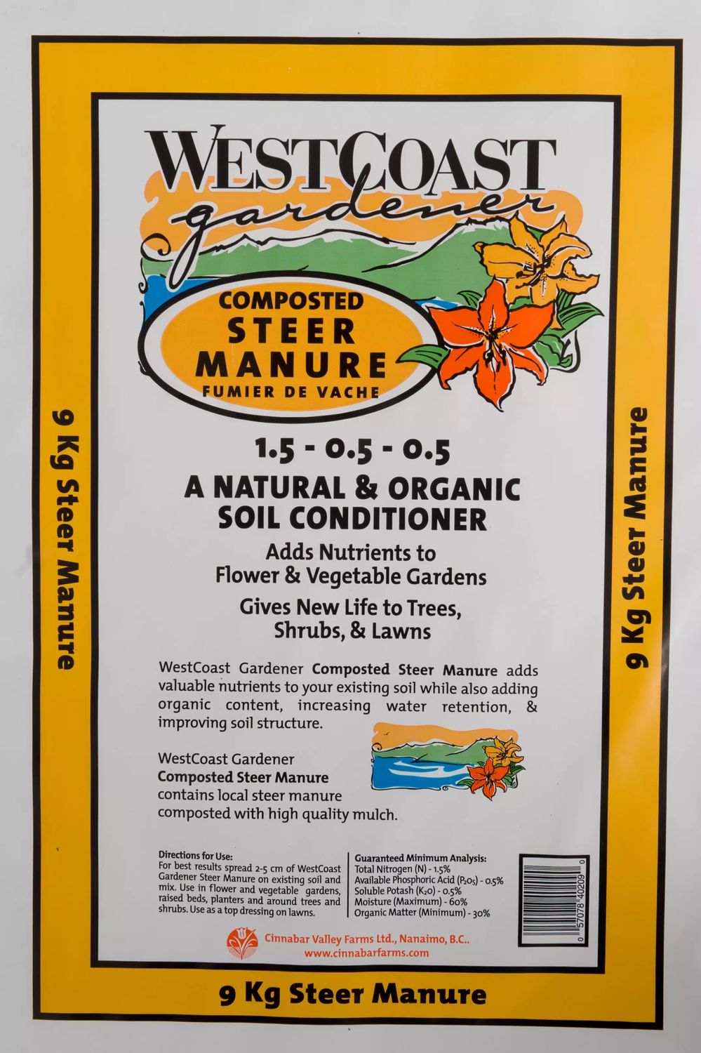 West Coast Gardener Steer Manure 9KG