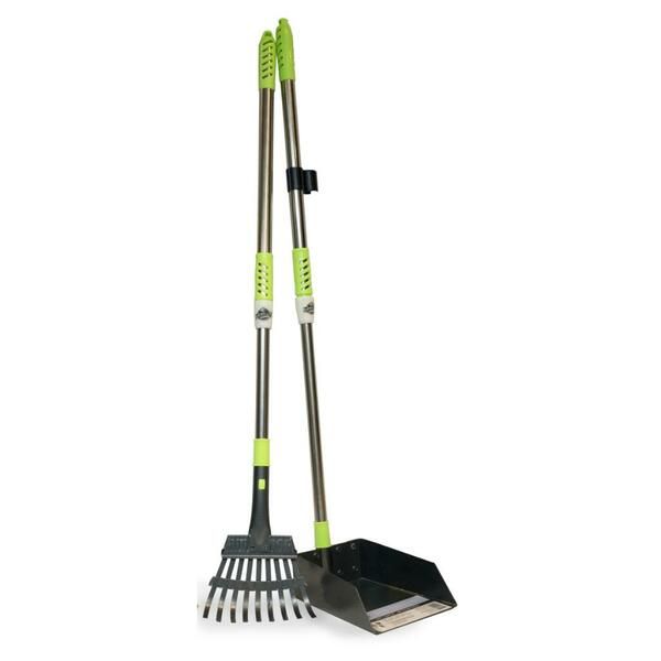 Telescopic Handle Metal Tray &amp; Rake 2PC