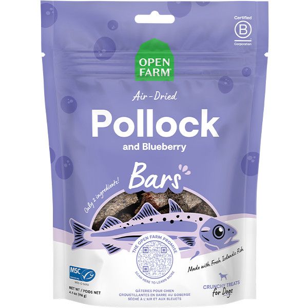 Open Farm Air-Dried Bars Pollock &amp; Blueberry 4.1OZ