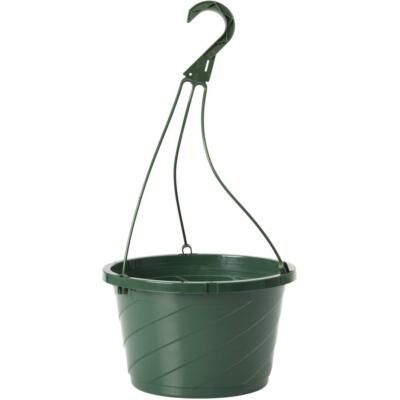 Hanging Basket Plastic Green 10"^