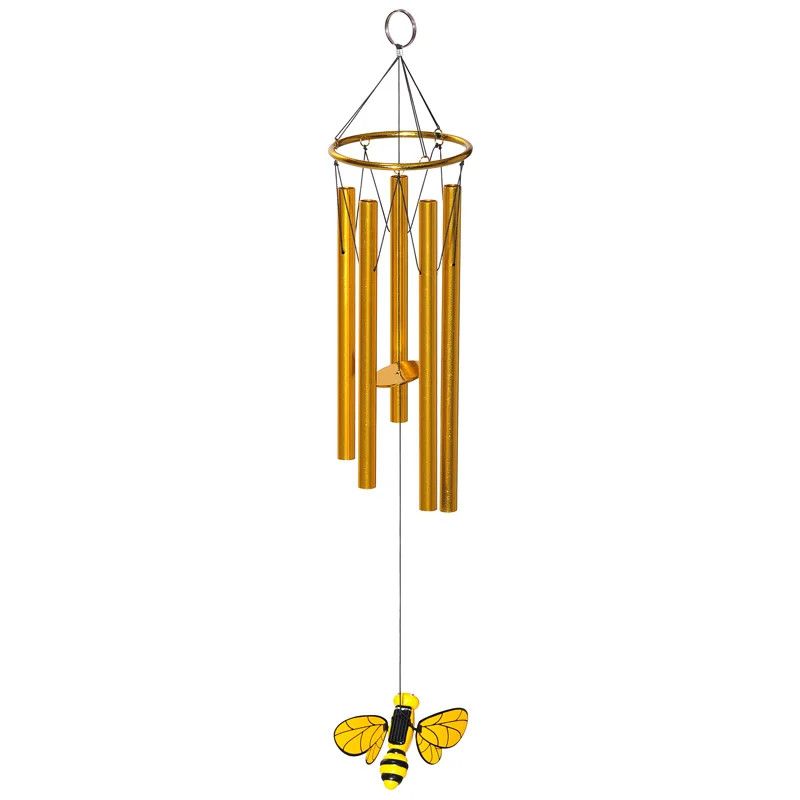 Windchime w/ Solar Fluttering Bee Yellow