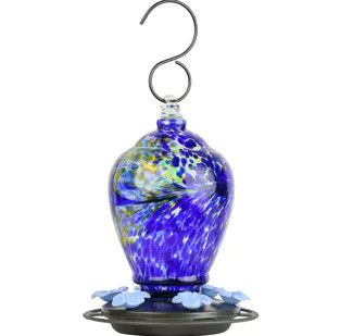 Nature's Way Nectar Glass Artisan Spring Rain Hummingbird Feeder 28OZ