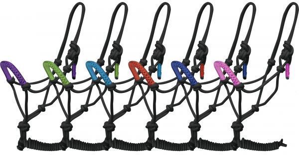 Braided Nose Rope Halter 8' W/ Lead Purple/Black