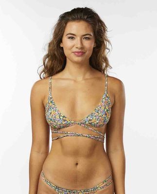 AFTER GLOW FLORAL WRAP TRI TOP S23