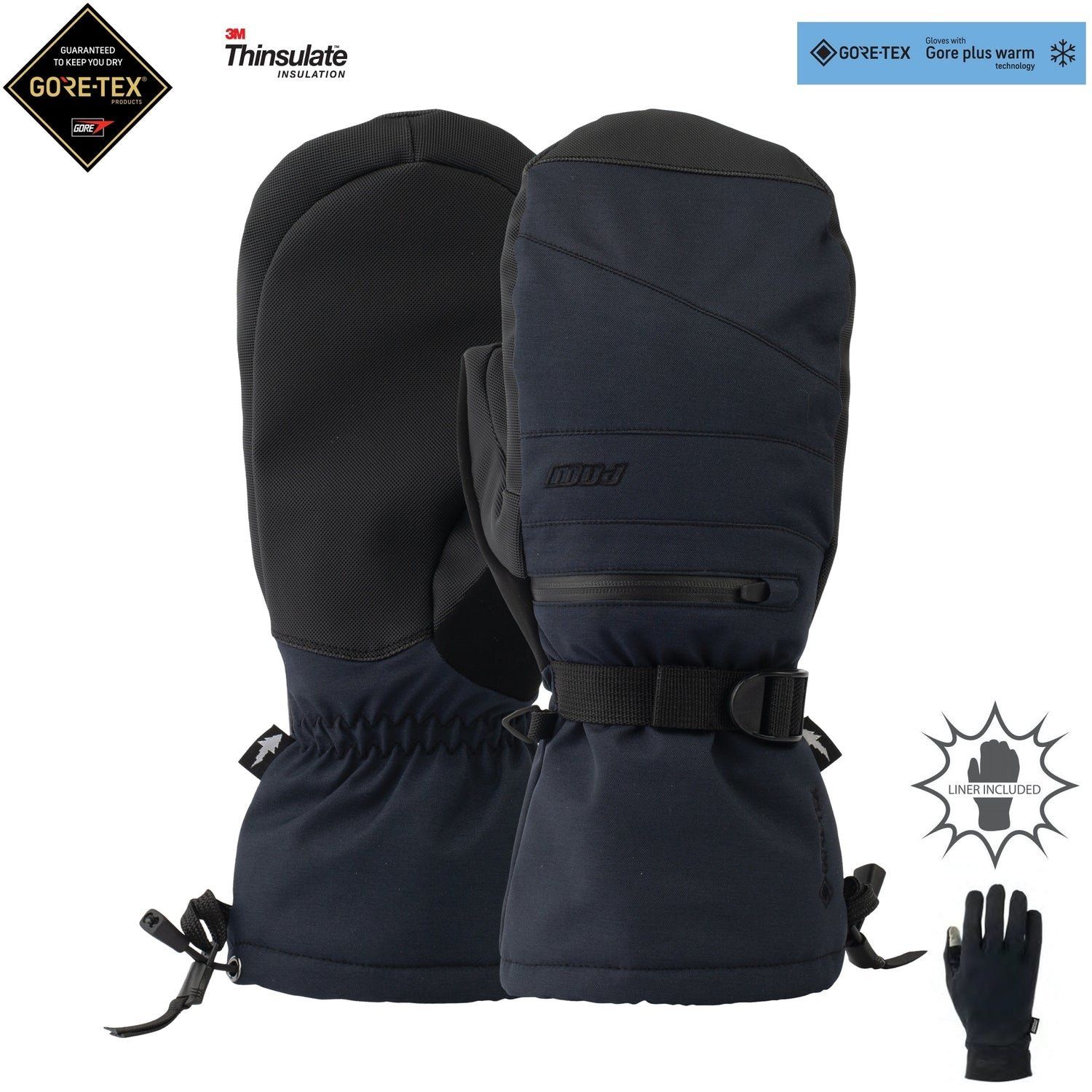 WAYBACK GTX LONG MITT , Color: BLACK, Size: M