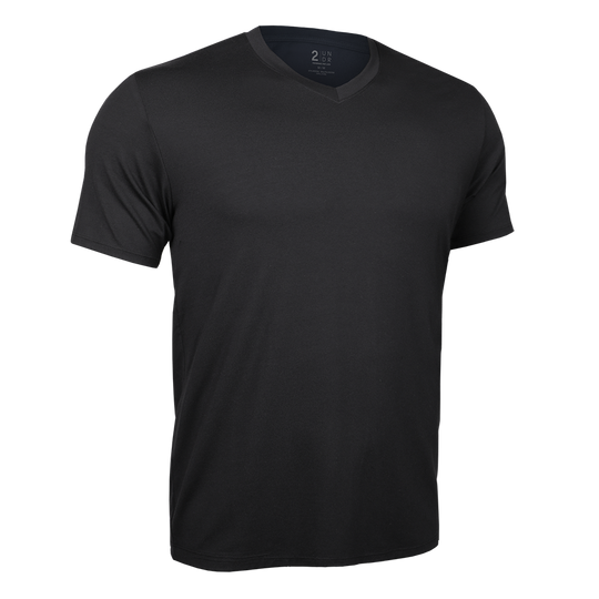 V NECK TEE, Color: BLACK, Size: M