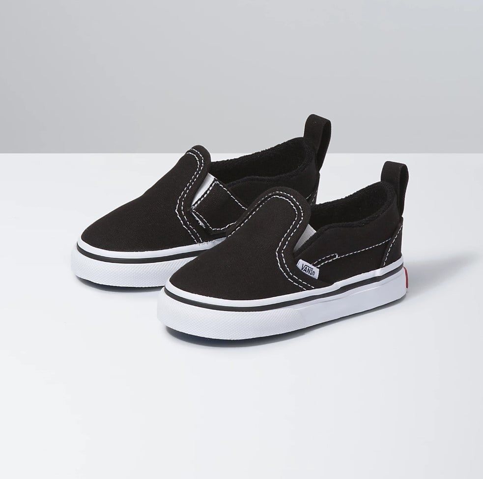 SLIP ON V TODDLER S22, Color: BLACK/WHITE, Size: 2