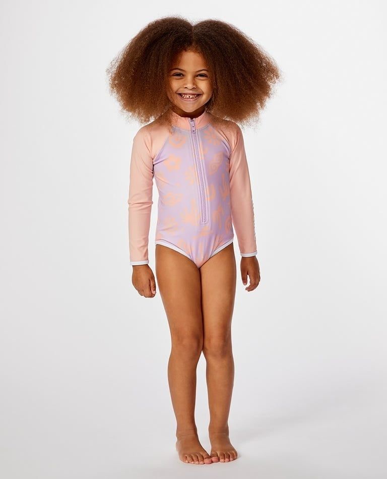 GIRLS LOW TIDE L/S SURF SUIT F22, Color: LILAC, Size: 1-2