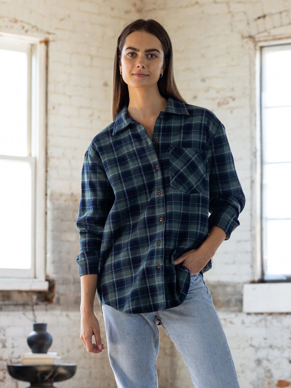 CABIN BUTTON UP, Color: PLAID, Size: S
