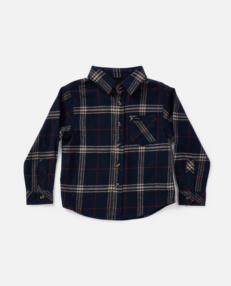BOYS CHECKED IN FLANNEL W22, Color: NAVY, Size: 1-2