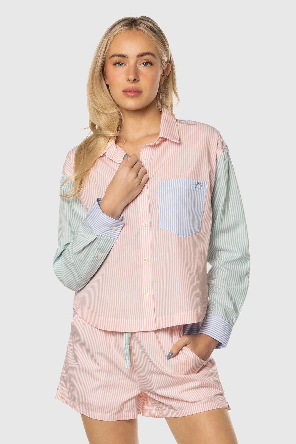 DAILY BUTTON UP S23, Color: COLOUR BLOCK, Size: S