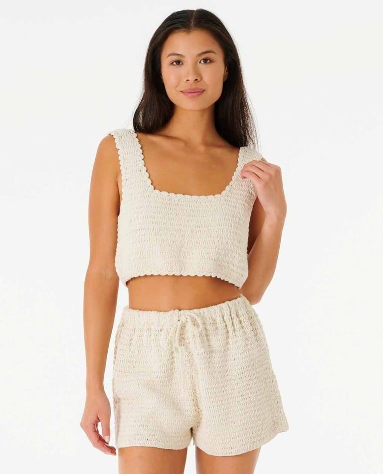 OCEANS TOGETHER CROCHET TOP S23, Color: SHELL, Size: S