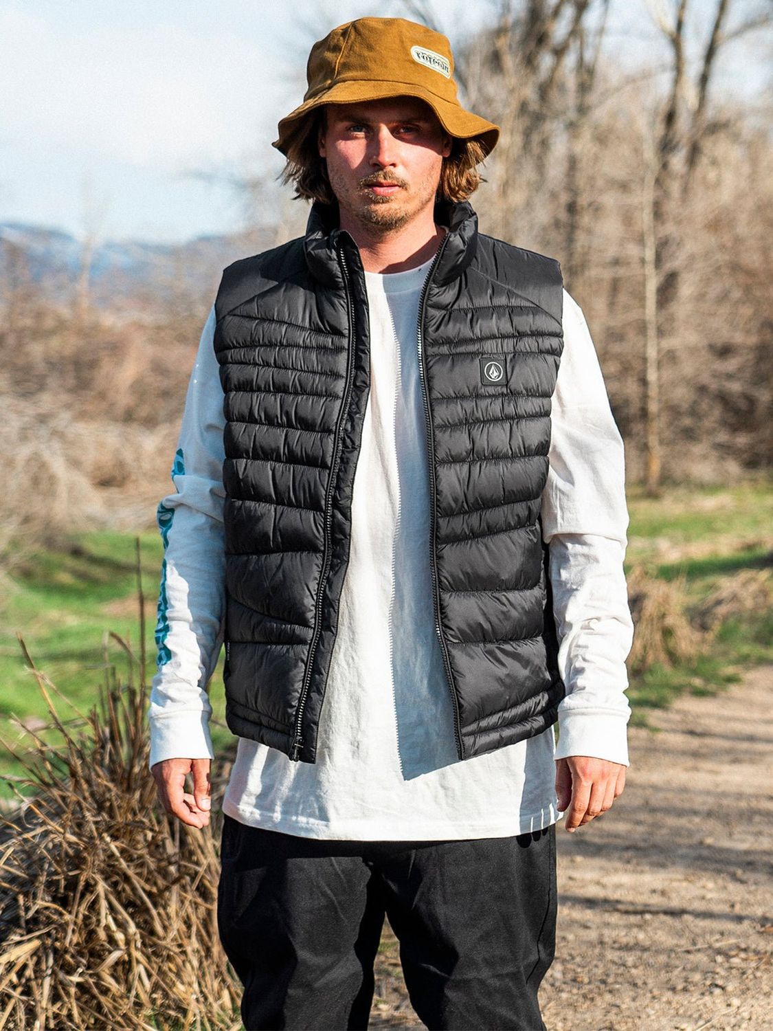 EARTH TRIPPER PUFF VEST W23, Color: BLK, Size: M