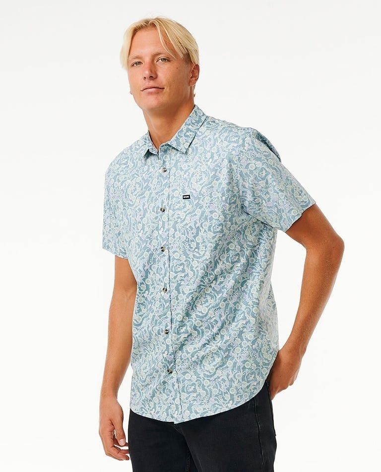 FLORAL REEF SS SHIRT SM24, Color: BLUESTONE, Size: M
