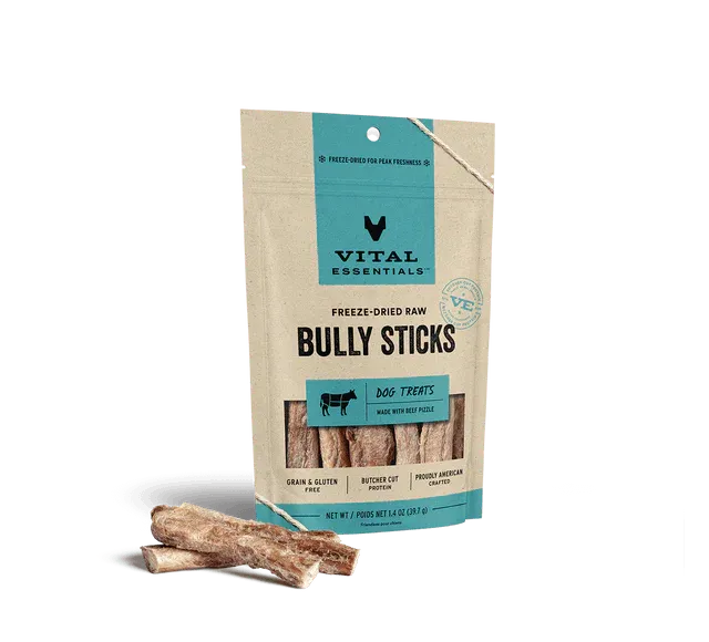 Vital Essentials Freeze Dried Dog Treats, Color: Bully Sticks