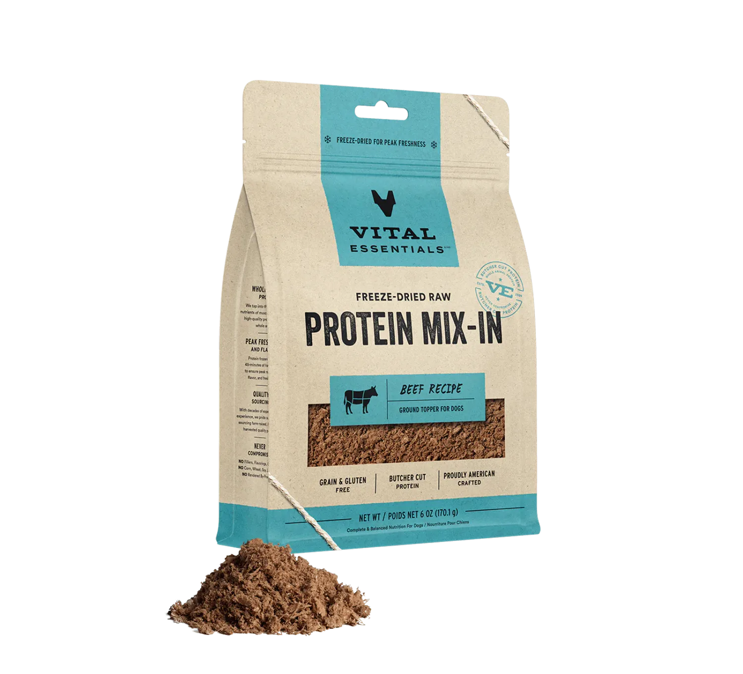Vital Essentials Freeze Dried Ground Topper, Color: Beef