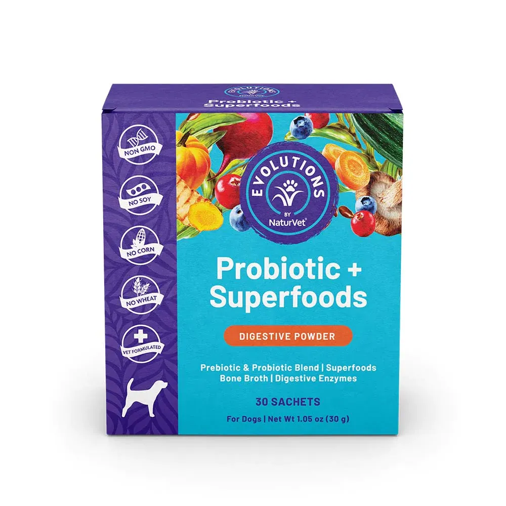 NaturVet Evolutions Probiotic + Superfoods , Size: 1g Powder Sachet 30ct
