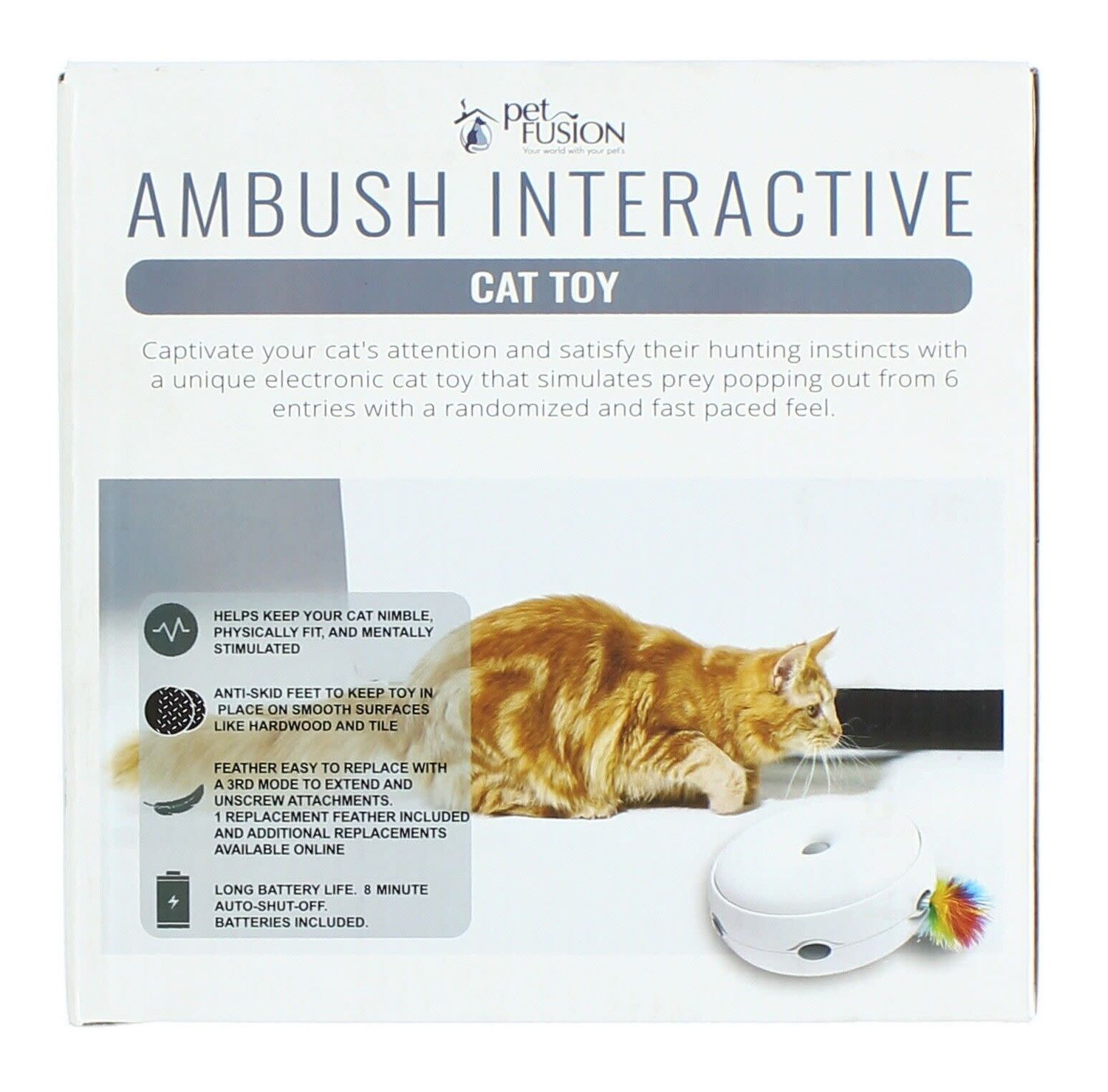 PetFusion AMBUSH Interactive Cat Toy w/ Rotating Feather