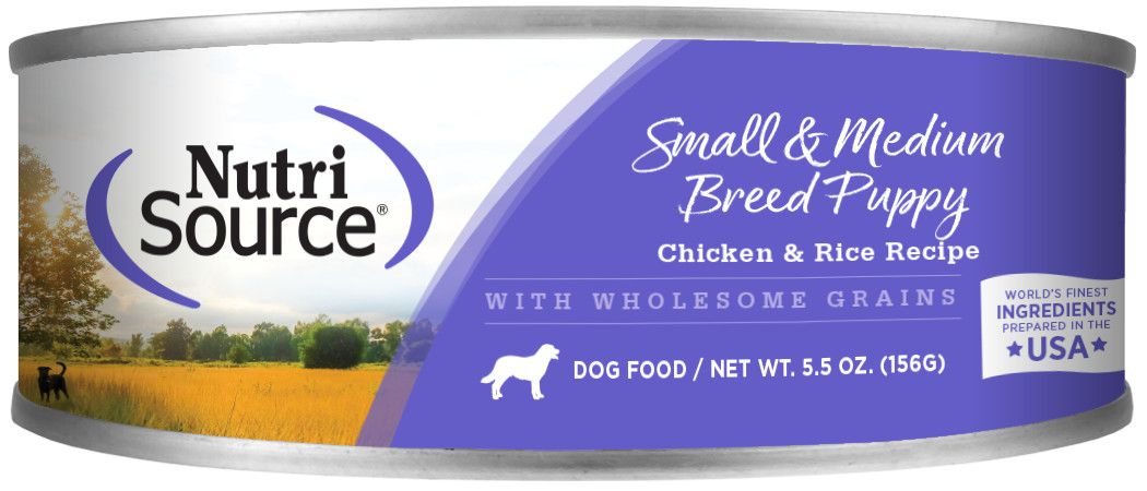 NutriSource Dog Wholesome Grain 12.3oz, Color: Small &amp; Medium Breed Puppy 5.5oz