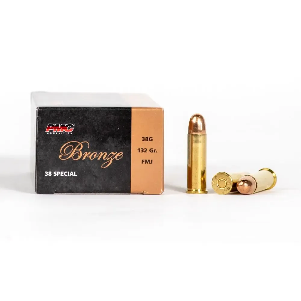 PMC 38G Bronze 38 Special 132 gr Full Metal Jacket (FMJ) 50 Bx/ 20 Cs