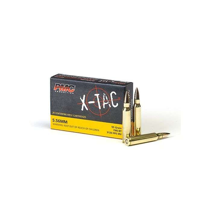 PMC 556X X-Tac 5.56x45mm NATO 55 gr 3270 fps Full Metal Jacket Boat-Tail (FMJBT) 20 Bx/50 Cs