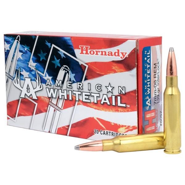 Hornady American Whitetail Rifle Ammunition 7mm 08 Rem 139 gr SP 2608 fps - 20/box
