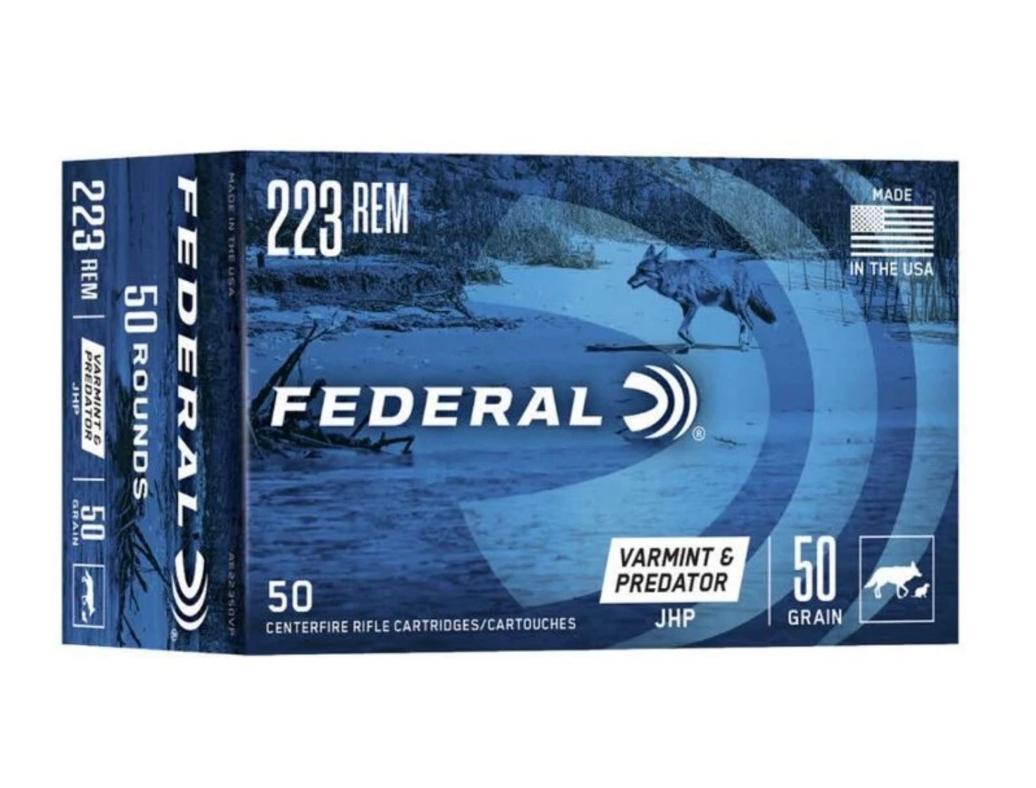 Federal AE22350VP American Eagle Varmint &amp; Predator 223 Rem 50 gr Jacketed Hollow Point (JHP) 50 Per Box/5 Cs