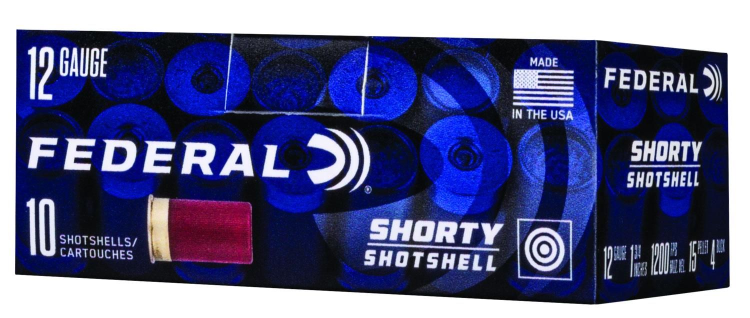 Federal SH1294B Shorty 12 Gauge 1.75&quot; 15 Pellets 15/16 oz 4 Buck Shot 10 Per Box 10 Cs