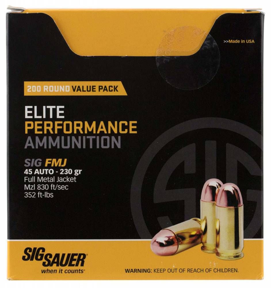 Sig Sauer Elite Performance 230gr FMJ 45acp 200rd Box