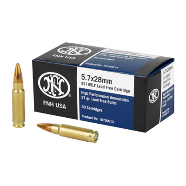 FN Five-Seven Ammo 5.7 x 28mm 27GR 5.7 LEAD FREE 50RD. SS195LF 5.7 x 28mm