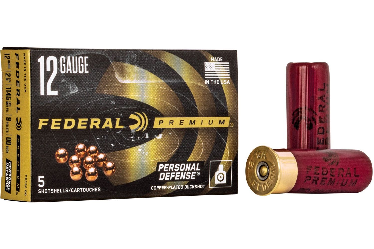 Federal PD13200 Premium Personal Defense 12Gauge 2.75" 9Pellets 00BuckShot 5 Per Box/50 Case
