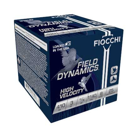 Fiocchi 410HV8 Field Dynamics High Velocity 410Gauge 3&quot; 11/16oz 8Shot 25 Per Box/10 Case