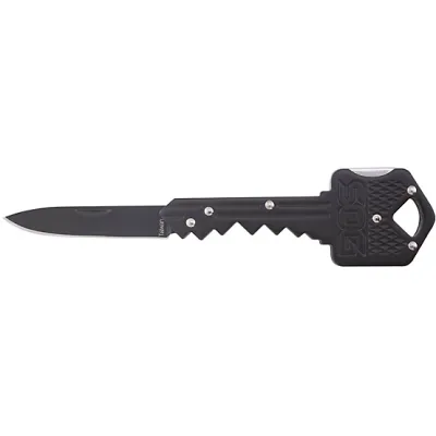 S.O.G SOGKEY101 Key 1.50&quot; Folding Plain Drop Point Black Hardcased 5Cr13MoV SS Blade/Black Stainless Steel Handle