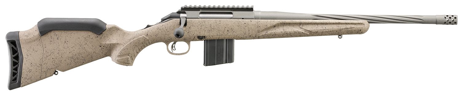 Ruger 46923 American Ranch Gen II Full Size 350 Legend 5+1 16.10" Cobalt Cerakote Threaded Barrel, Picatinny Rail Steel Receiver, Flat Dark Earth Splatter Adjustable Synthetic Stock