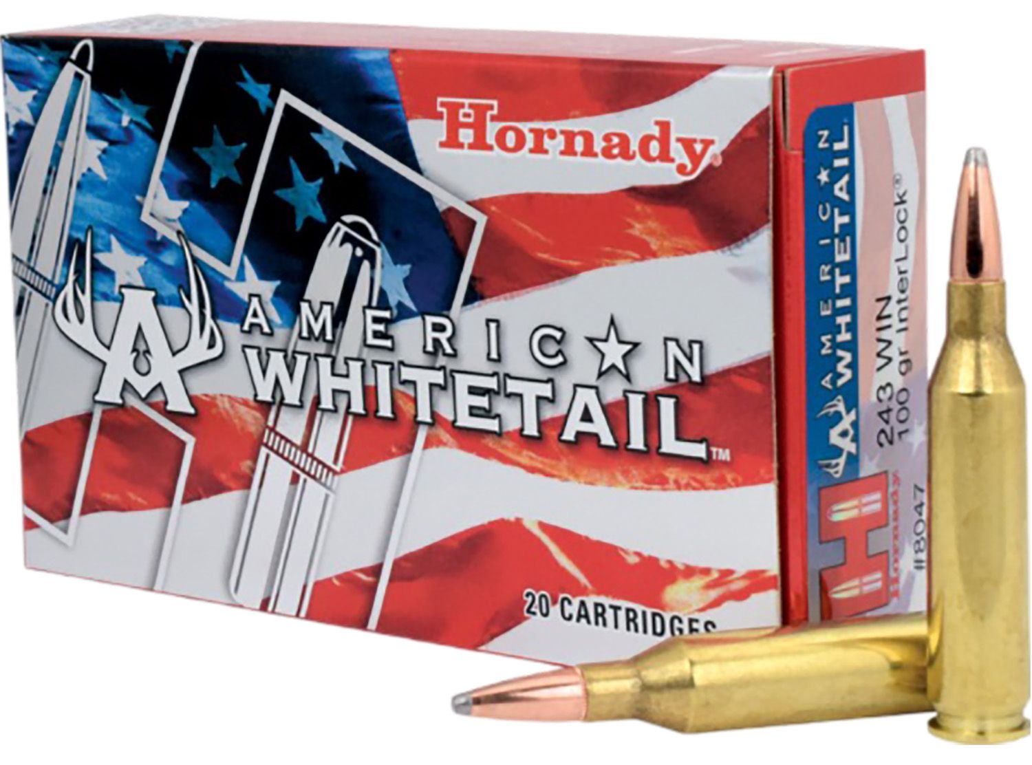 Hornady 8047 American Whitetail 243Win 100gr InterLock Boat Tail Soft Point 20 Per Box/10 Case