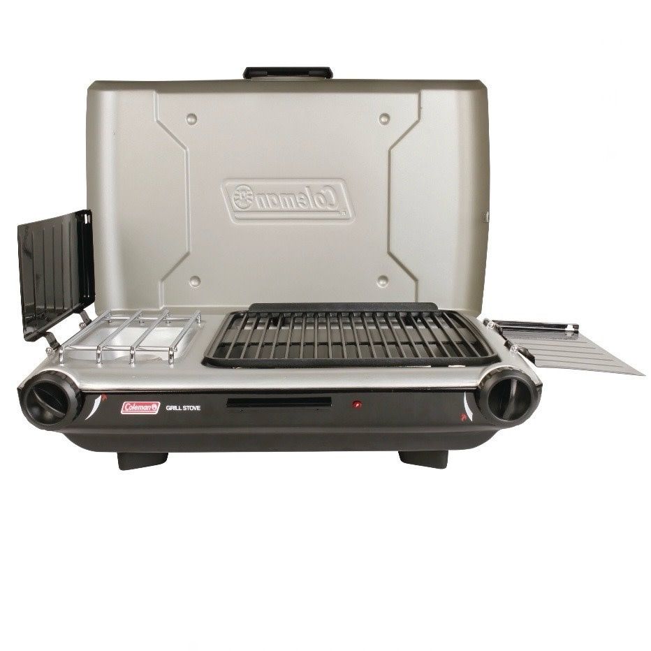 Coleman Tabletop Propane Gas Camping 2-in-1 Grill/Stove 2-Burner, Gray