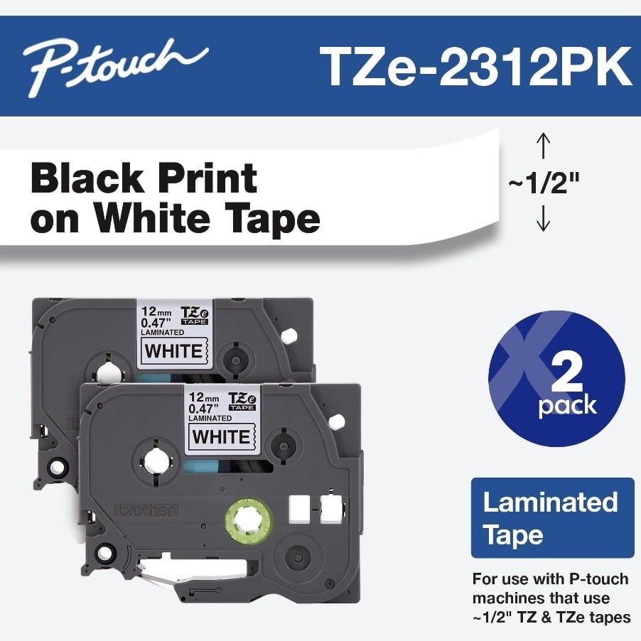 Brother P-Touch Laminated Labels TZe2312PKW