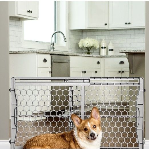 Carlson Pet Products Easy Fit Plastic Adjustable Dog Gate, Gray, 42L x 3W x 23H