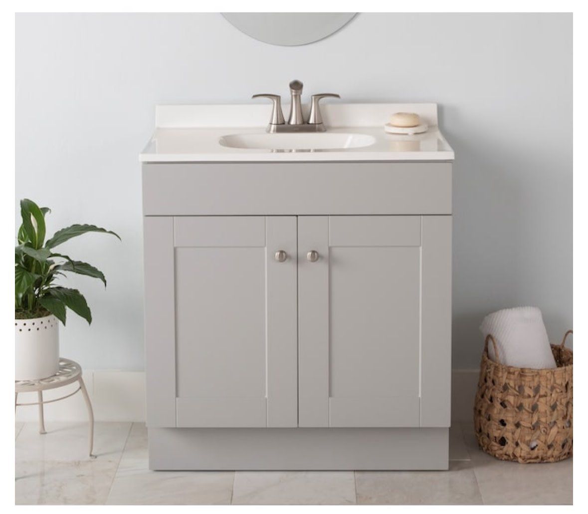 Project source 30” gray vanity WITH TOP damaged side