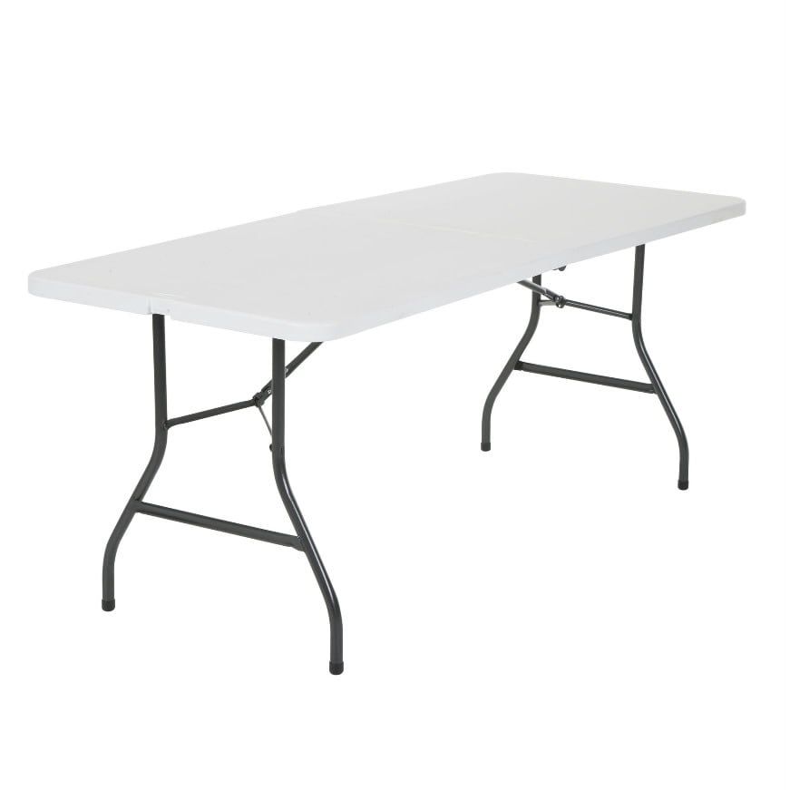 Cosco 6 foot centerfold folding table, white
