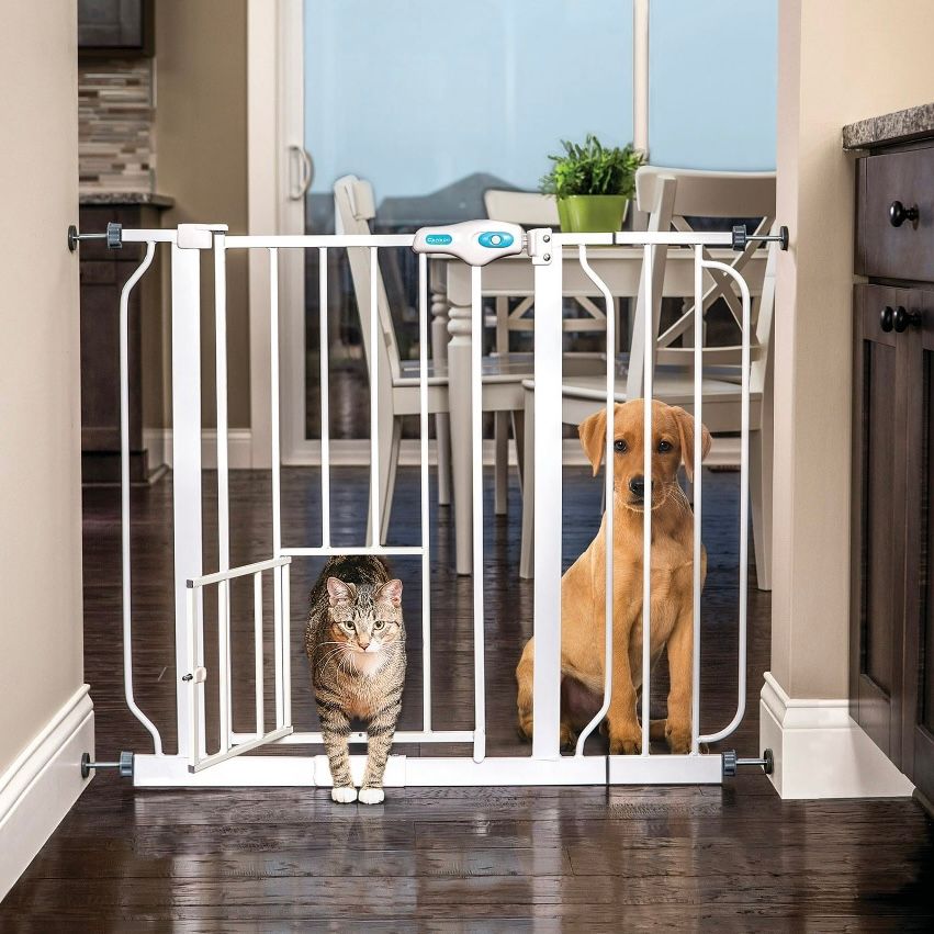 Extra-Wide Walk Through Metal Dog Pet Gate