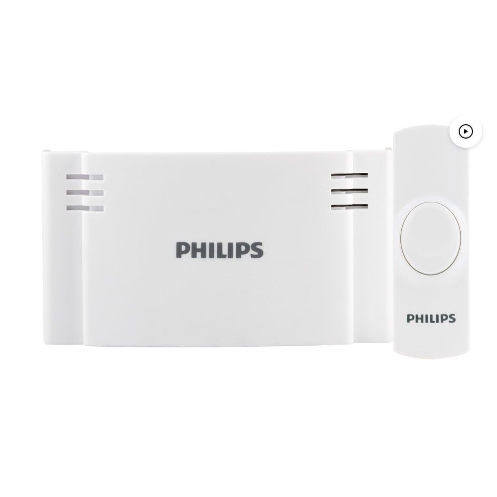 Philips Battery-Operated 2-Melody Doorbell Kit, White, DES1120W/27
