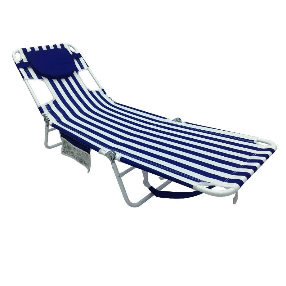 Mainstays Beach Lounger, Blue &amp; White Stripe