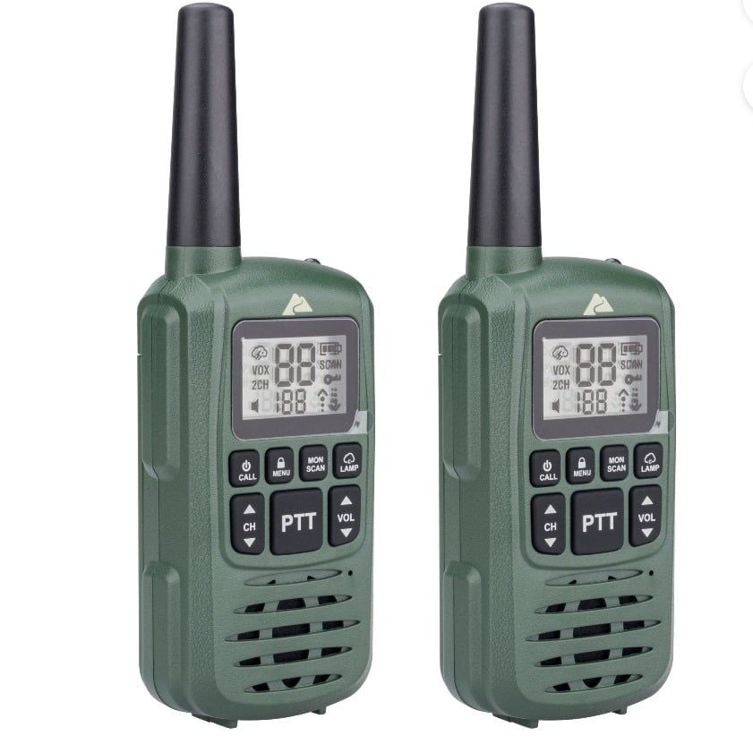 Ozark Trail Two Way Walkie Talkie, IPX4, 22 Channel, Green, 2 Pack